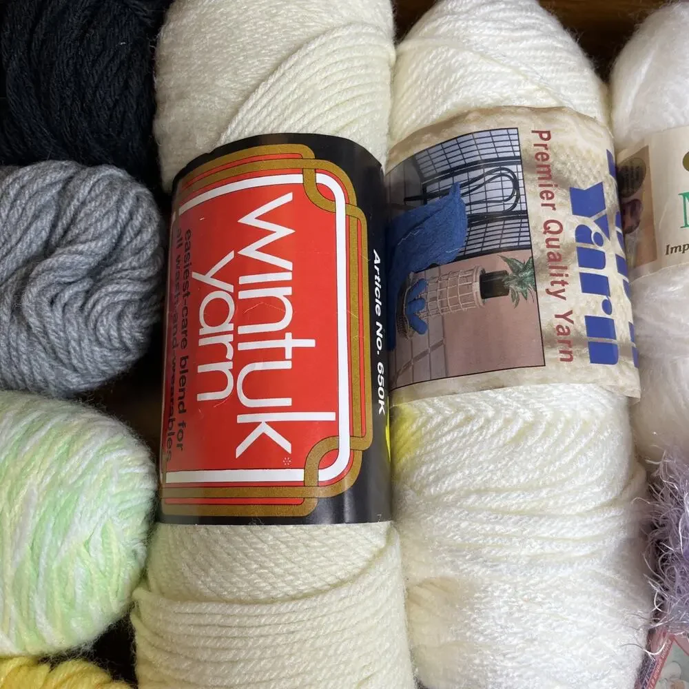 2+ lb Lot of Miscellaneous Yarn for Needle Craft Various Weights Colors Skeins